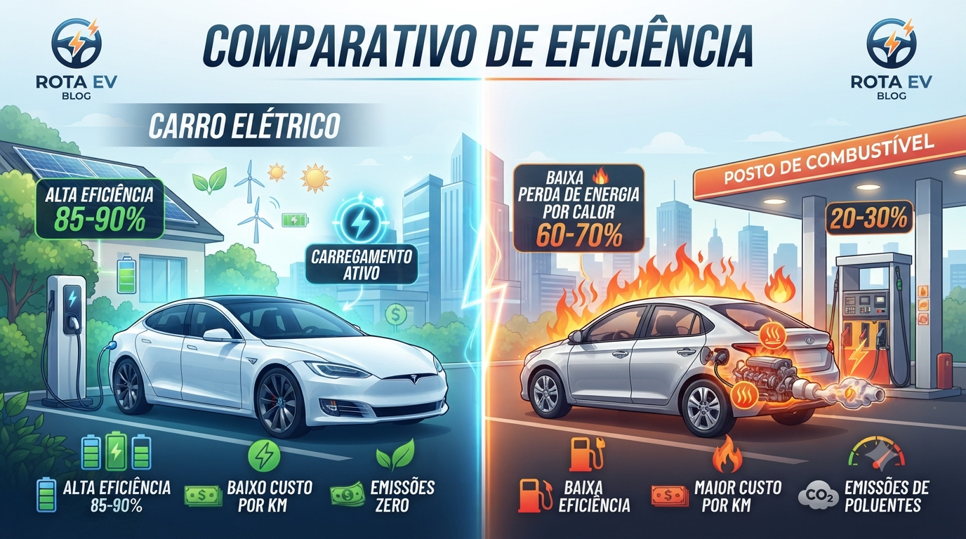 Comparativo de Eficiência Energética: Veículos Combustão, Híbridos e Elétricos