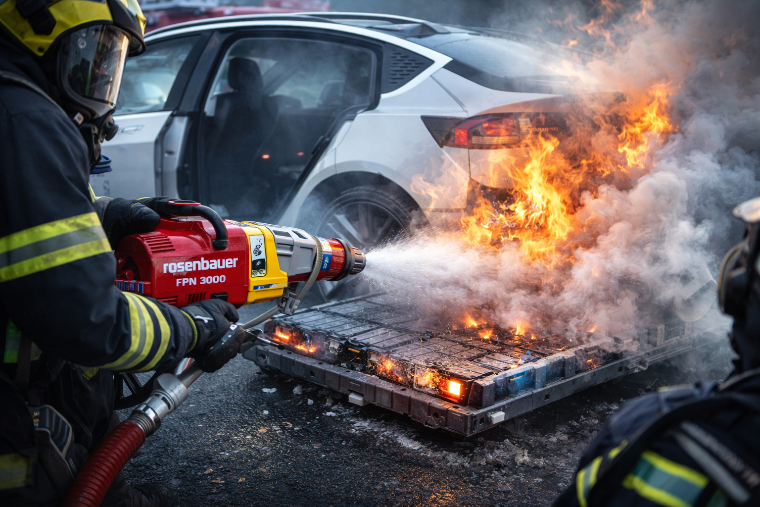 Como apagar fogo em um carro elétrico
