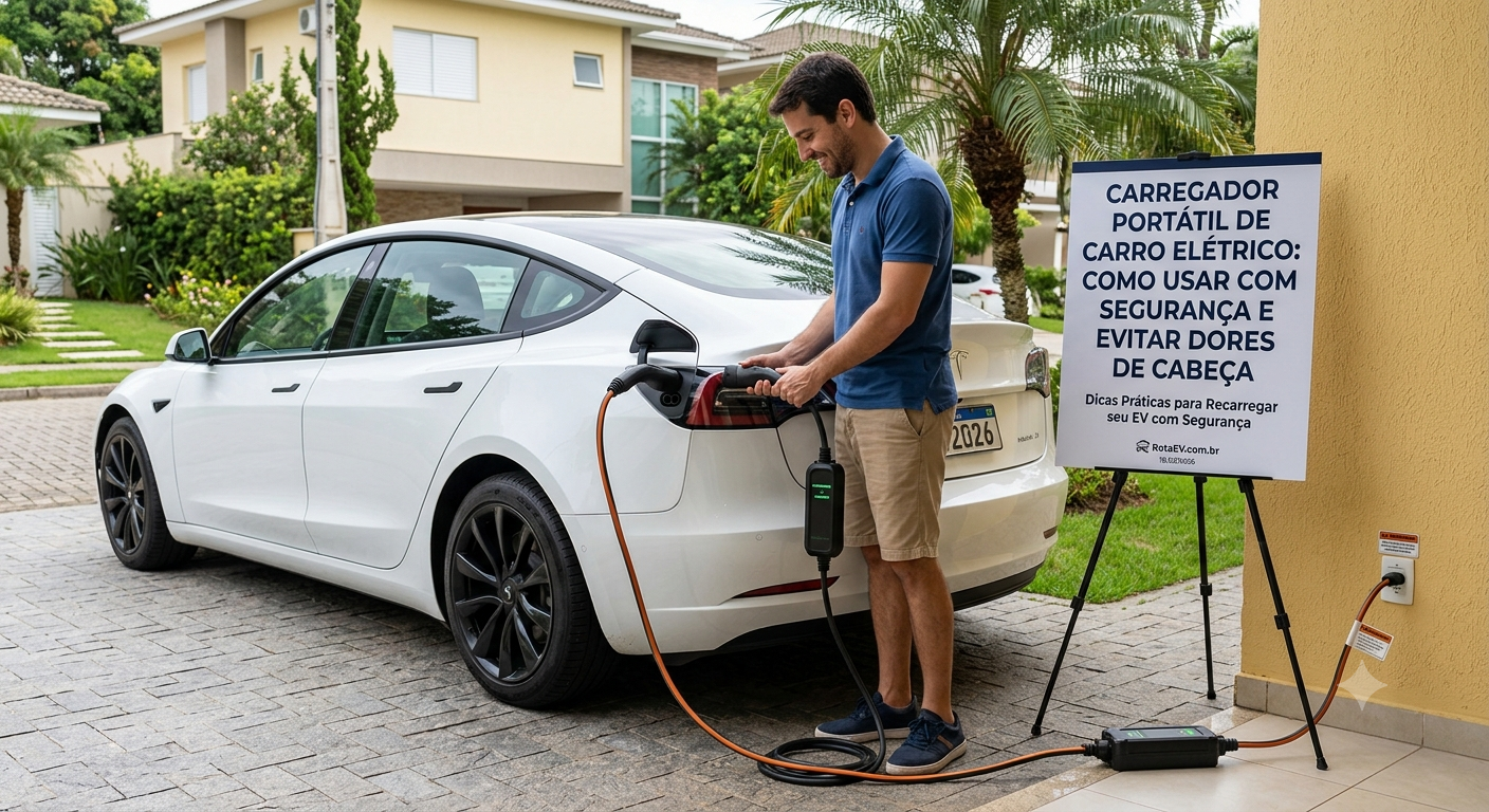 Carregador portátil de carro elétrico: como usar com segurança (e evitar dores de cabeça)