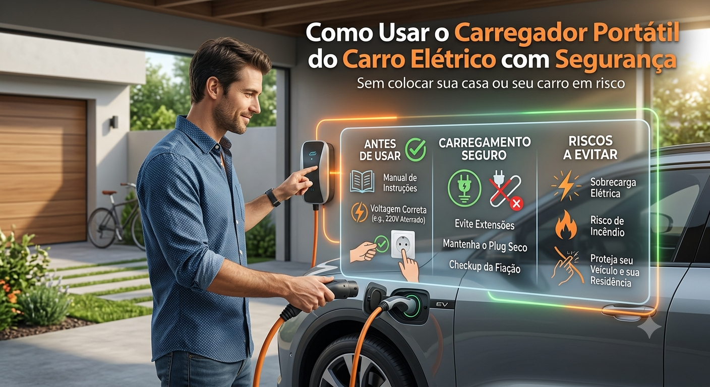 Como usar o carregador portátil do carro elétrico com segurança (sem colocar sua casa — ou seu carro — em risco)