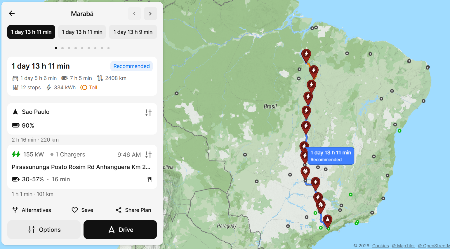 São Paulo → Marabá com carro elétrico: 2.350 km reais com um GWM Ora 03