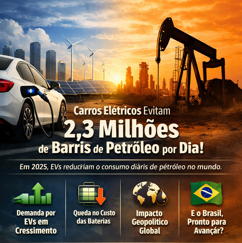 Carros elétricos já evitam o consumo de milhões de barris de petróleo por dia — e isso muda tudo