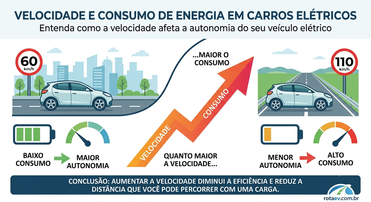 Velocidade e autonomia do carro elétrico: por que cada 10 km/h a mais custa progressivamente mais