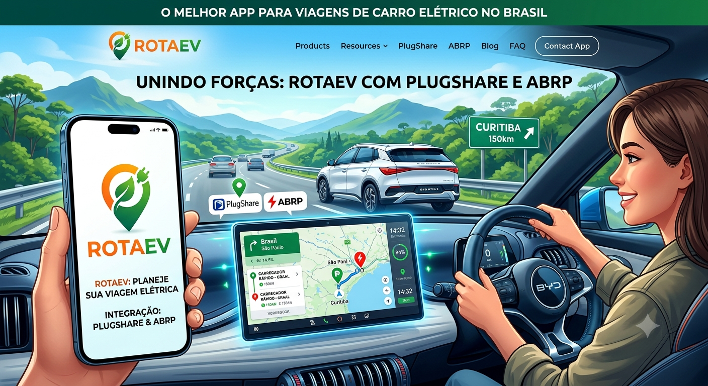 App RotaEV agora fala com Plugshare e ABRP: do OBD2 ao planejamento de recarga